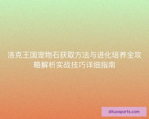 洛克王国宠物石获取方法与进化培养全攻略解析实战技巧详细指南